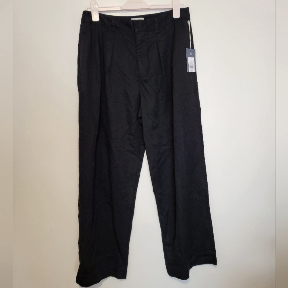 🎯 nwt Universal thread Black High rise loose fit pleated Chino pants - Picture 2 of 4